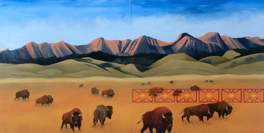 "Buffalo Country," artwork by Kay WalkingStick, 2018, oil/panel. Used with permission from the artist.