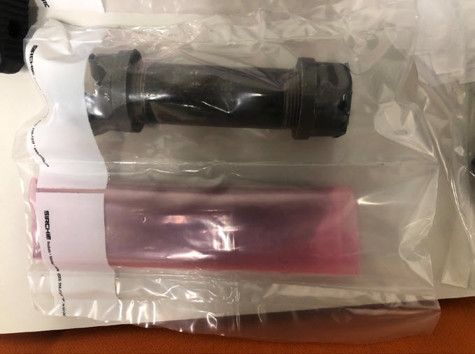 Bomb component in a plastic bag