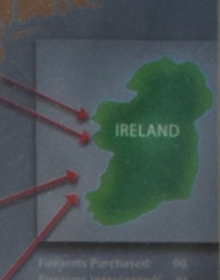 Map of Ireland with 4 arrows pointing to it