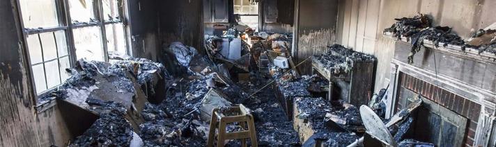 Fire destruction from an arson case.