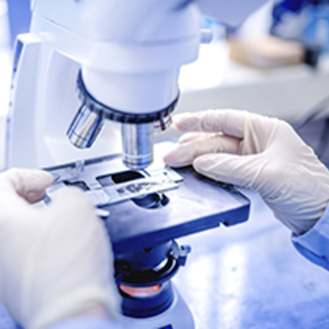 Scientist using a microscope