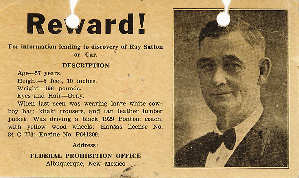 Reward poster for information leading to the discovery of Ray Sutton
