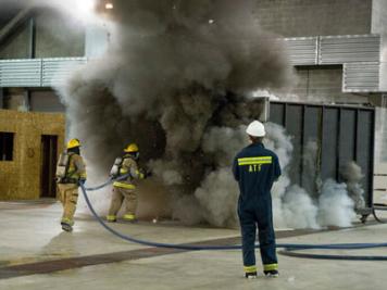 Burn cell is located at the fire research lab and the fire is put out