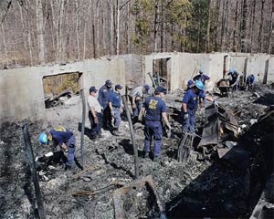 ATF National Response Team investigating an arson scene