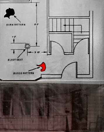 An investigation diagram depicting layout of the scene