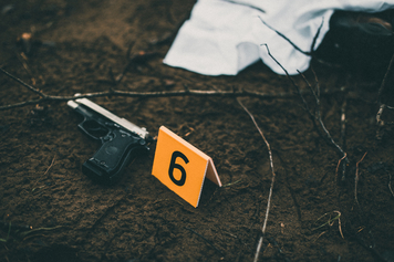 Evidence gun on the ground
