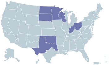 U.S. map showing the areas covered by phase five of ATF's Body Worn Camera Program.