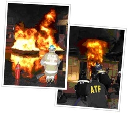 Two Historical Images of ATF Firefighters at a burn scene