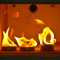 A chemical fire being tested in a lab