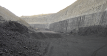 A mine that uses explosive materials to extract desired materials such as metals and coal