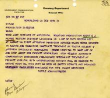 Image of telgram regarding the accidental shooting of Eugene Pearce
