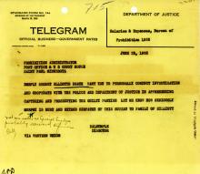 Image of telegram regarding the death of Harry Elliot