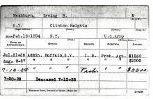Image of a service record card for Irving B. Washburn