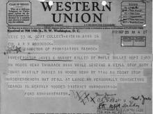 Image of telegram notification of the death of Investigator James Harney