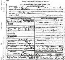 Image of the Death Certificate of James Holland Rose.