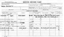Image of a service record card for Patrick C. Sharp