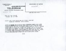 Image of telegram regarding death of Walter Gilbert