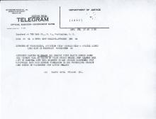 Image of telegram regarding use of photos in shooting of Walter Gilbert