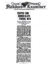Image of The Ogden Standard Examiner, dated July 29, 1931 with headling: Trapped Rum Runner Slays Federal Men