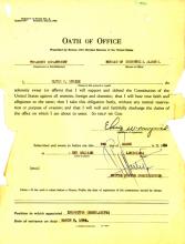 Juramento del cargo de Elvis Myrick, fechado el 5 de marzo de 1934
