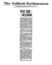Newspaper article from The Oshkosh Northwestern, with headline: Police Squad Takes Crouch