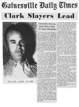 Image of the Gainesville Daily Times article with headline Clark Slayers Lead