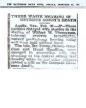 Newspaper article from The Galveston Daily News, dated February 21, 1937, with headline: Three Waive Hearing in Revenue Agents Death