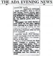 Newspaper article from The ADA Evening News, with headline: Charged With Slaying Officer