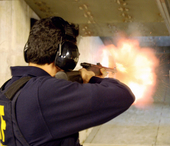 An individual fires a firearm