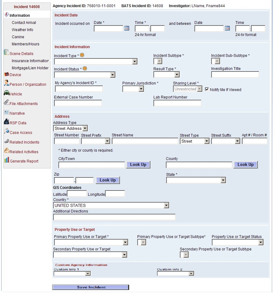 The bottom section of the BATS short form