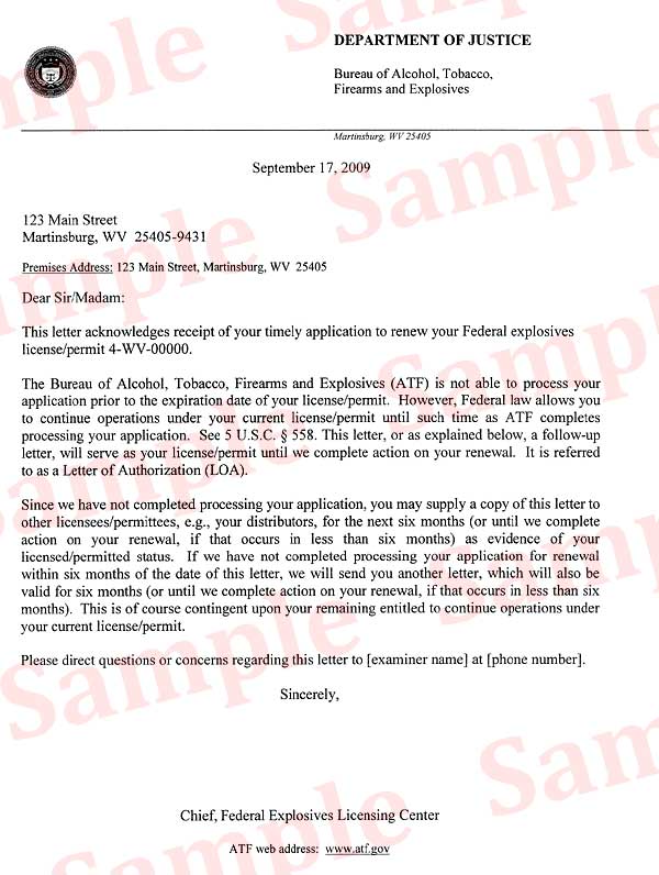 FEL sample letter of authorization