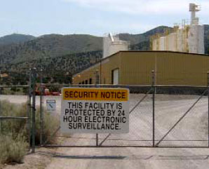 Security sign in front of a building