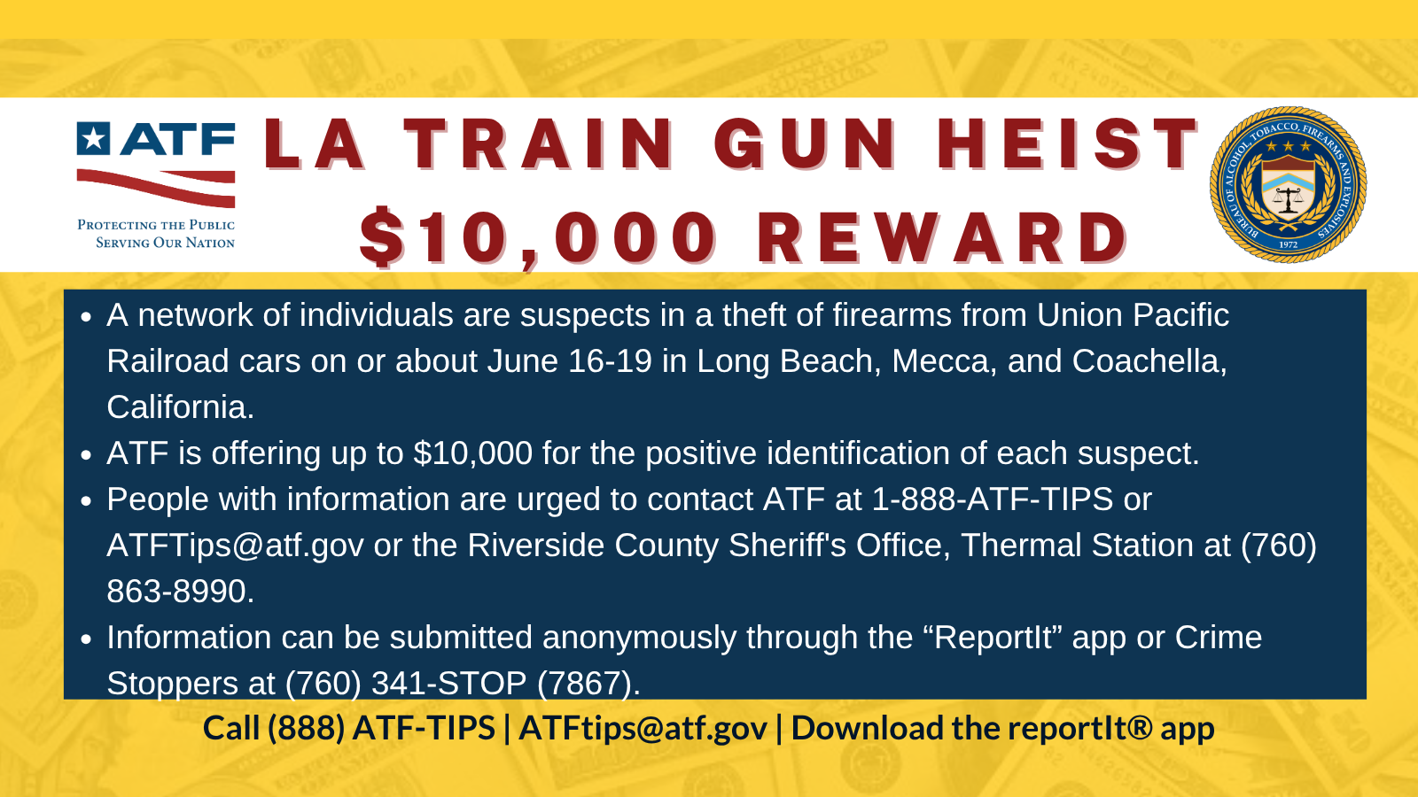 $10K Reward for LA Train Gun Heist