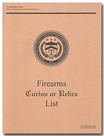 Image of Firearms Curios or Relics List publication cover.