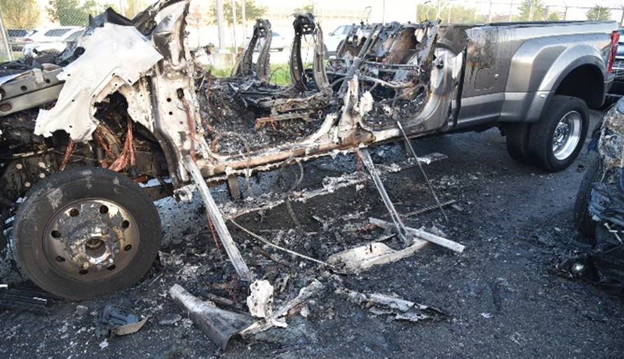 A destroyed vehicle
