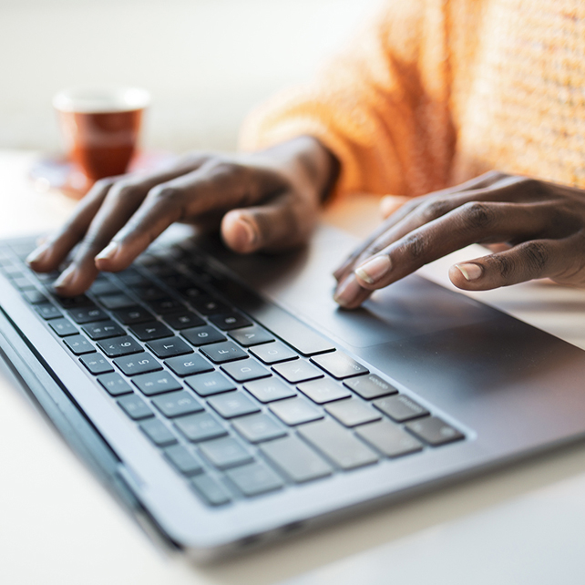 Typing on a laptop keyboard