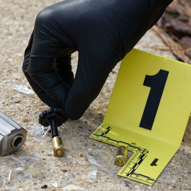 An individual collects forensic evidence