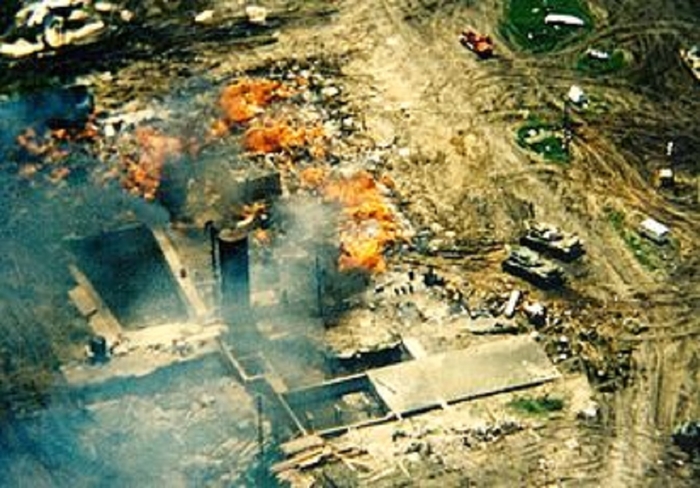 Aerial view of the Mount Carmel compound devastated by the fire.