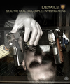 Hand picking up a pistol. Caption: Details: Seal the deal on complex investigations