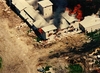 Aerial view of Mount Carmel compound on fire. 